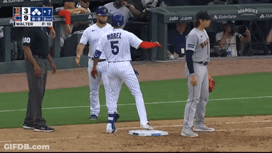 Cubs Player Christopher Morel Congratulate Teammate After Win GIF