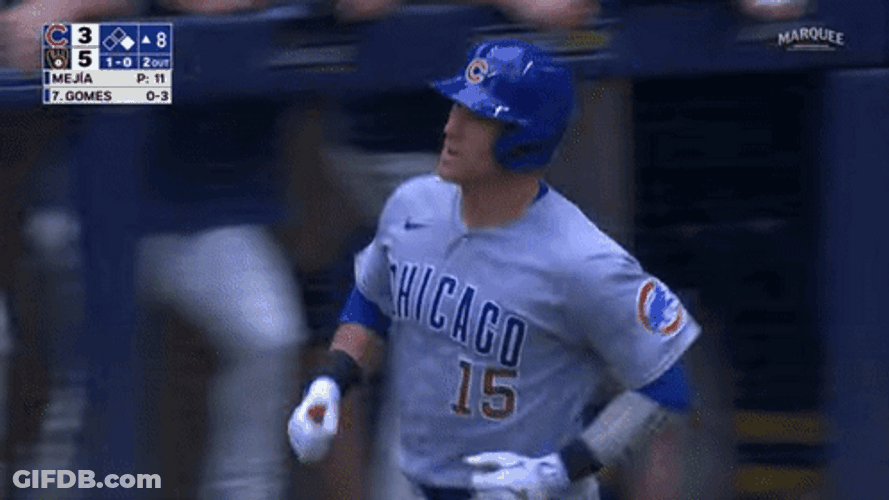 Cubs Player Jersey Number 15 Hyped After Win GIF