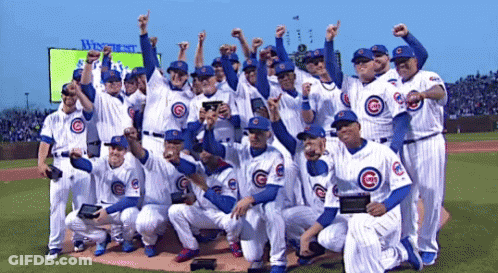 Cubs Players Posing For Photo GIF