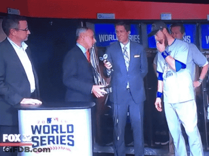 Cubs Presented Trophy After World Series Win GIF