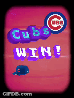 Cubs Win Screen With Blue Hat GIF