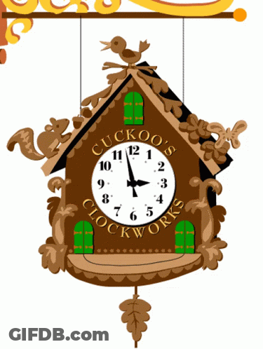Cuckoo Clock With Train And Bird GIF