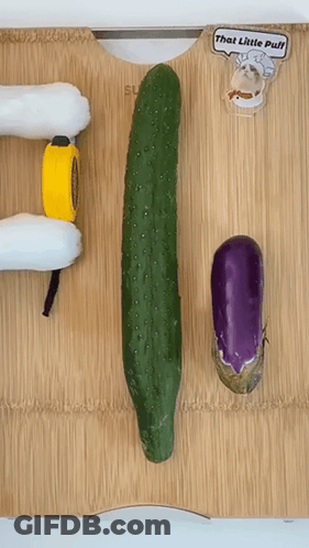 Cucumber And Purple Eggplant With That Little Puff Sticker GIF