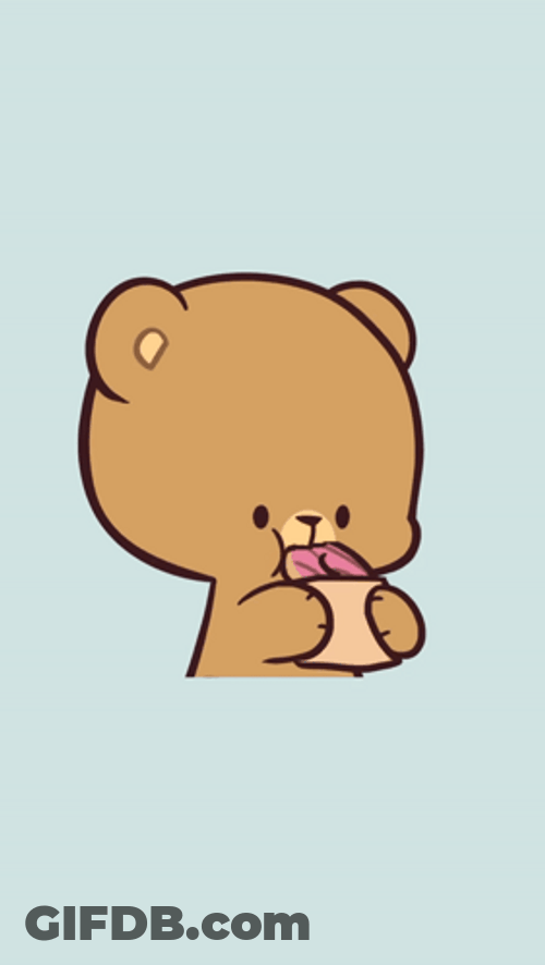 Cuddling Milk And Mocha Bear Eating GIF