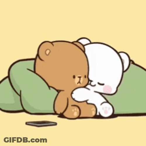 Cuddling Milk And Mocha Bear Heart GIF