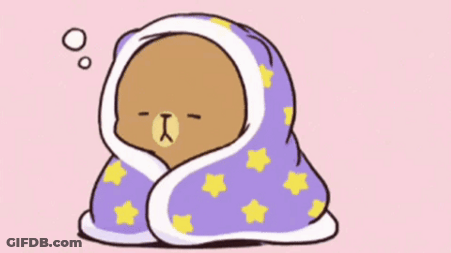 Cuddling Milk And Mocha Bear On Blanket GIF