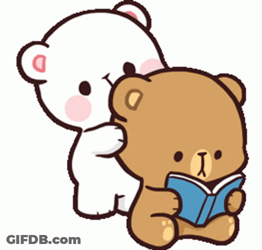 Cuddling Milk And Mocha Bear Reading Book GIF