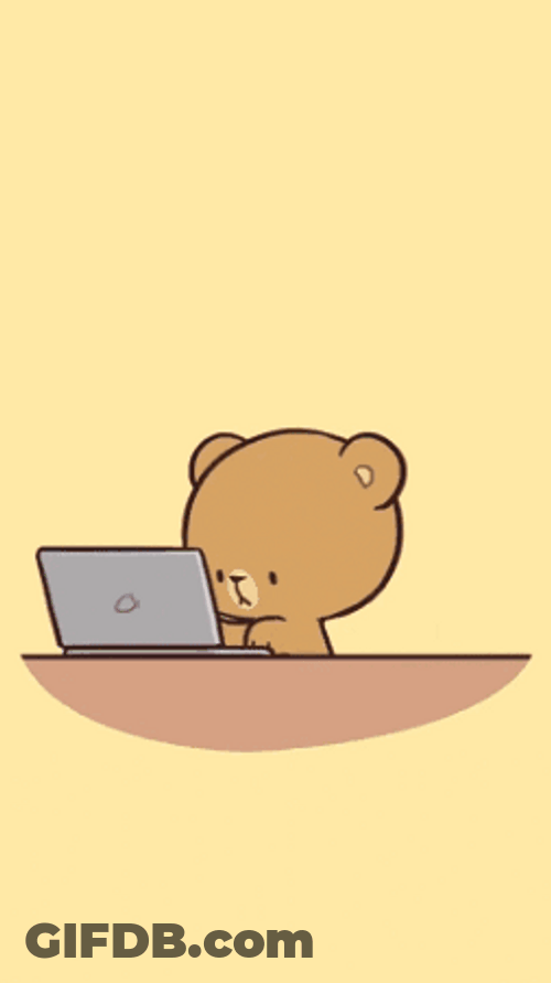 Cuddling Milk And Mocha Bear Working GIF