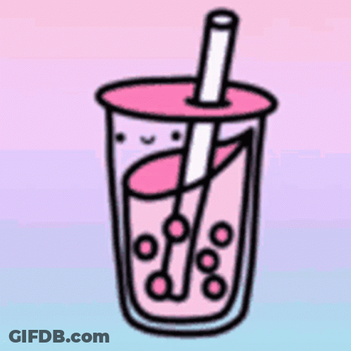 Cup Of Bubble Tea With Straw GIF