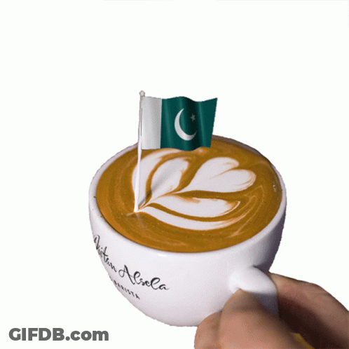 Cup Of Cappuccino With Flag GIF