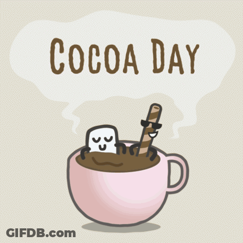 Cup Of Cocoa With Marshmallows And Wafer Sticks GIF