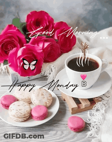 Cup Of Coffee And Cookies Happy Monday GIF