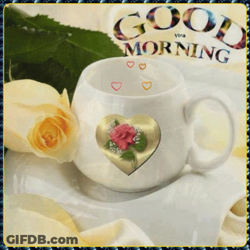 Cup Of Coffee And Roses Good Morning GIF