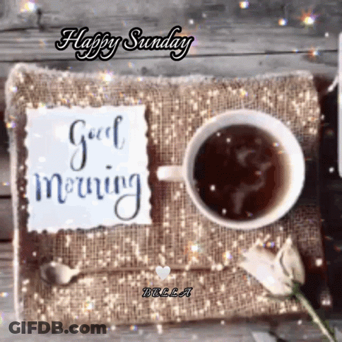 Cup Of Coffee Next To Good Morning Card GIF