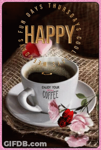 Cup Of Coffee On Saucer Enjoy Your Coffee GIF