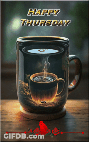 Cup Of Coffee Saying Happy Thursday GIF
