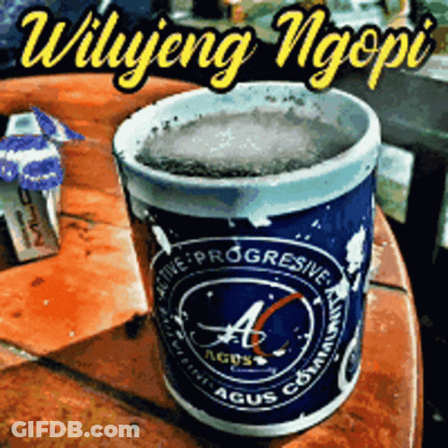 Cup Of Coffee Saying Vilujeng Ngopi GIF