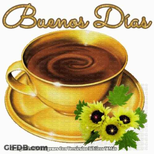 Cup Of Coffee With Buenos Dias GIF