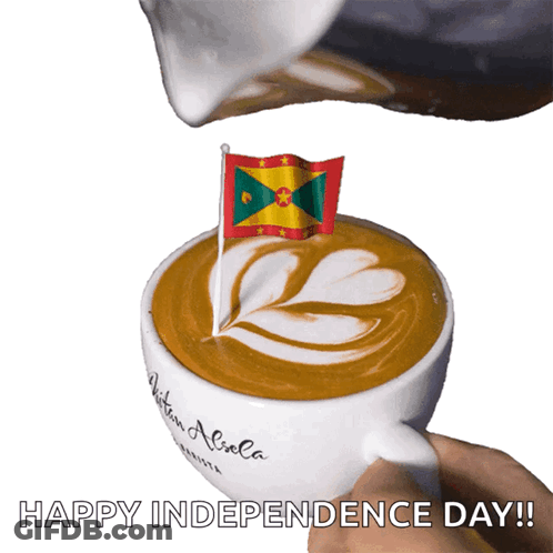 Cup Of Coffee With Flag Happy Independence Day GIF