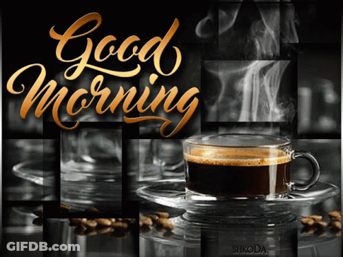 Cup Of Coffee With Good Morning GIF