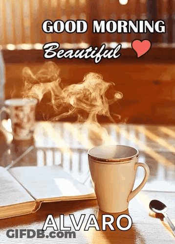 Cup Of Coffee With Name Alvaro GIF