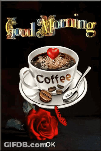 Cup Of Coffee With Red Heart Good Morning GIF