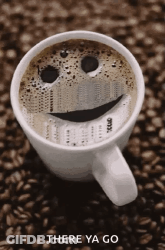 Cup Of Coffee With Smiley Face There Ya Go GIF