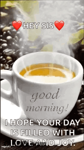 Cup Of Coffee With Steam And Beans GIF