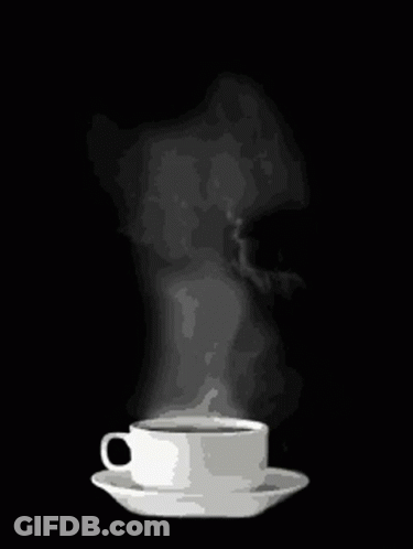 Cup Of Coffee With Steam On Black Background GIF