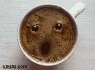 Cup Of Coffee With Surprised Face GIF