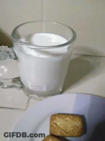 Cup Of Milk Next To Plate Of Cookies GIF