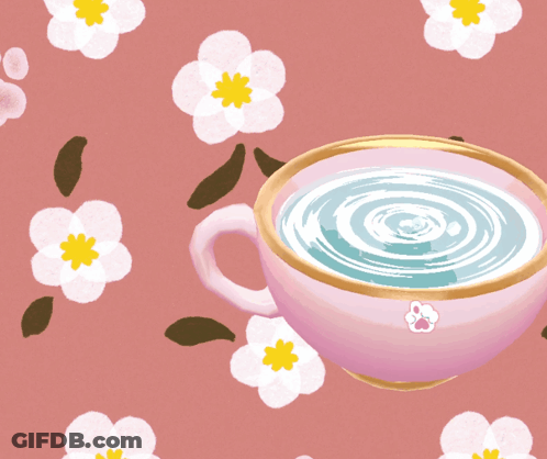 Cup Of Water With Pink Flower GIF