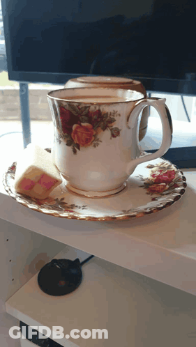 Cup With Roses On Saucer GIF