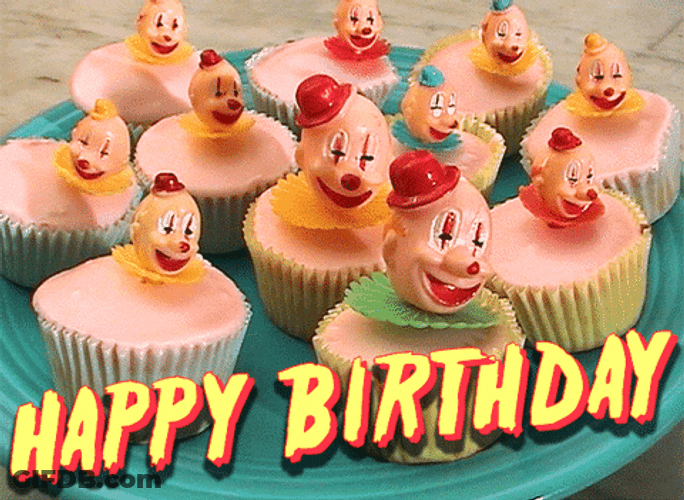 Cupcake Happy Birthday Spinning Topper GIF