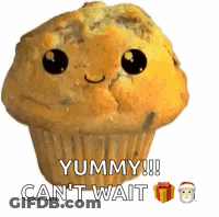 Cupcake With Face Saying Yummy Can't Wait GIF
