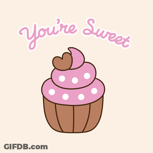 Cupcake With Heart Saying You're Sweet GIF