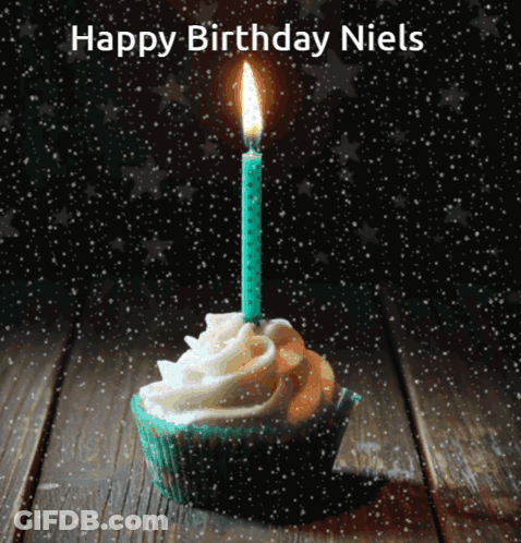 Cupcake With Lit Candle Happy Birthday Niels GIF