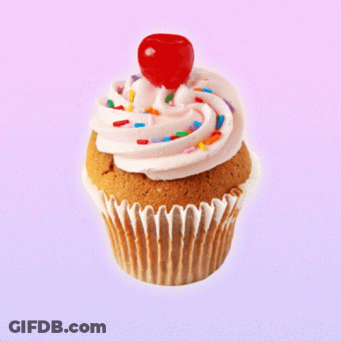 Cupcake With Pink Frosting And Sprinkles GIF