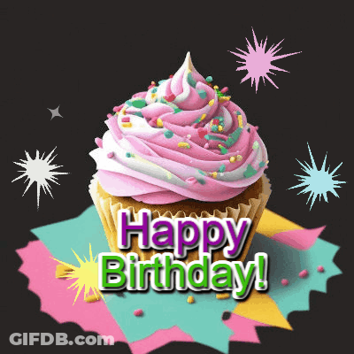 Cupcake With Pink Frosting And Sprinkles GIF