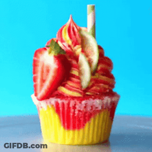 Cupcake With Strawberries On Top GIF