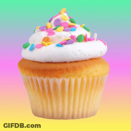 Cupcake With White Frosting And Sprinkles GIF