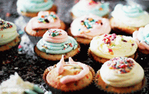 Cupcakes With Frosting And Sprinkles GIF