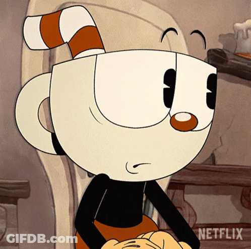 Cuphead From Netflix Sitting In Chair GIF