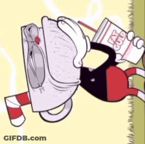 Cuphead Holding Cup Of Fat Gold GIF