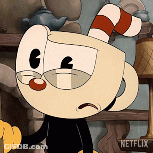 Cuphead Is A Cartoon Character From Netflix And Has Striped Socks On GIF