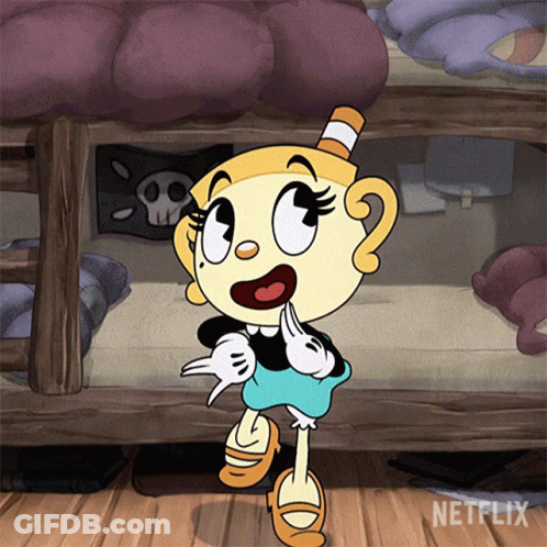 Cuphead Is A Cartoon Character From Netflix And Is Standing In Front Of A Bunk Bed GIF