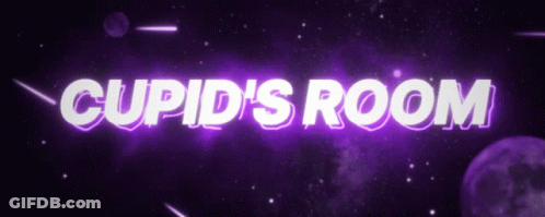 Cupid 'S Room Is Written In Purple Letters GIF