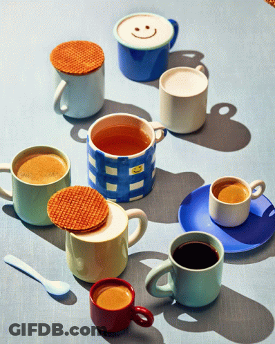 Cups Of Coffee Including Smiley Face GIF