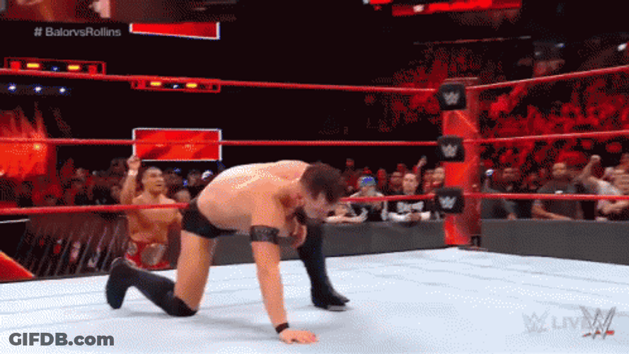 Curb Stomp Seth Rollins And Choking Opponent GIF