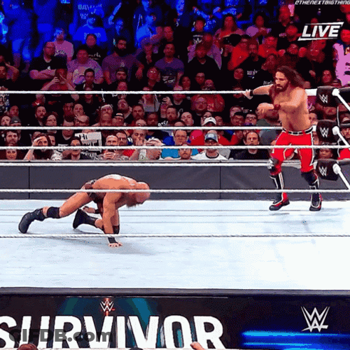 Curb Stomp Seth Rollins Opponent Bald Man GIF